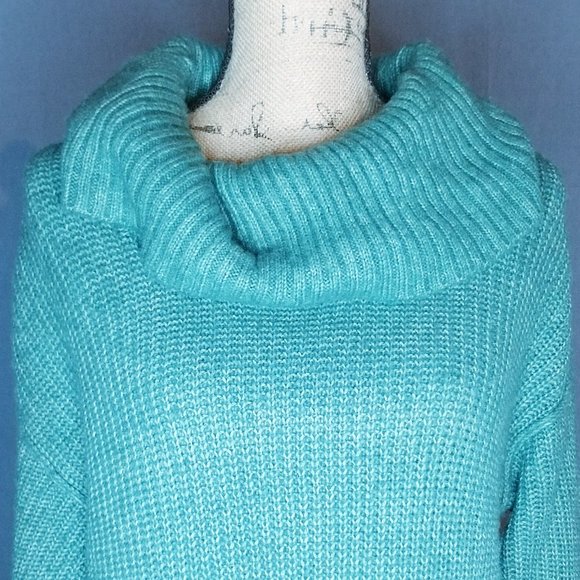 CASLON - Green Knit Cowl Neck Sweater Dress, NWT > Sz L - Picture 3 of 6